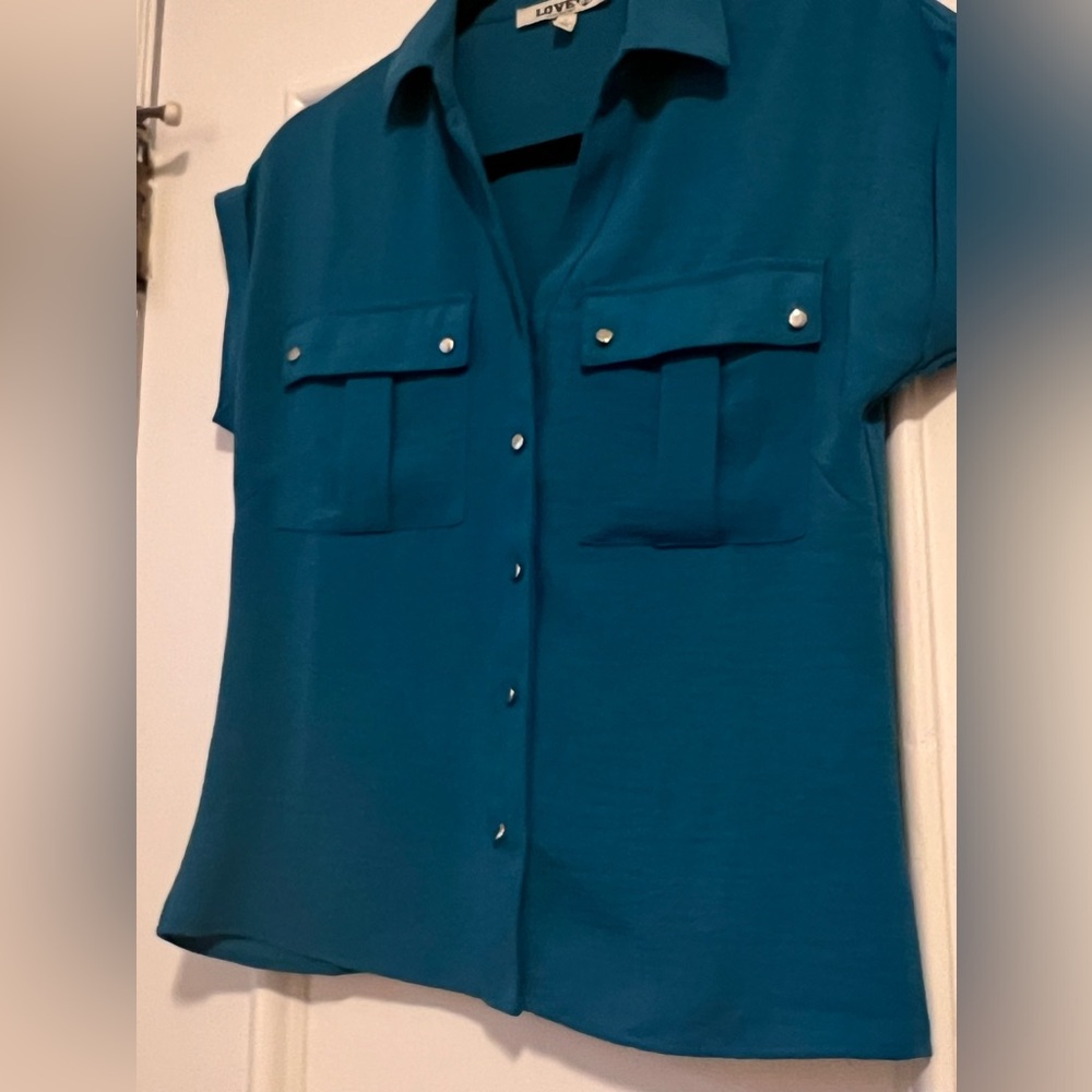 Teal Green Short Sleeved Blouse Size S